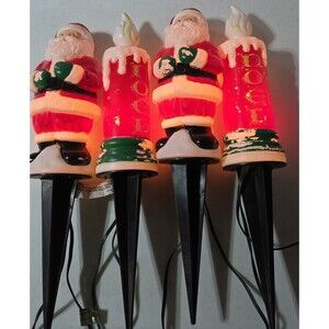Empire 1995 Vintage Christmas Santas Noel  Candles Blow Mold With Lights 10"